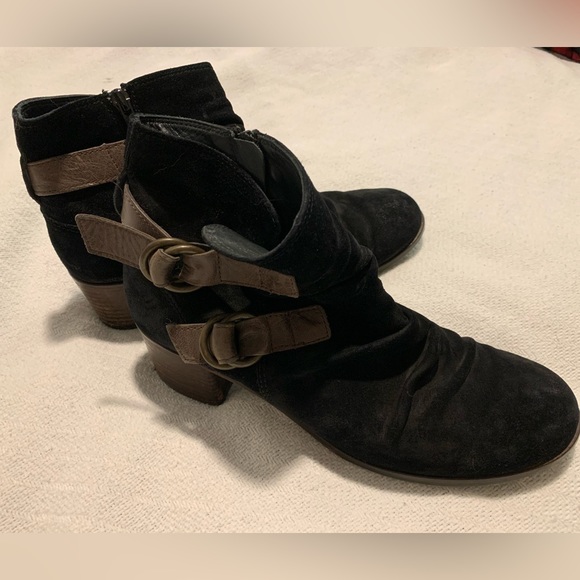 Paul Green Shoes - RARE handmade Paul Green Black suede boots with brown accents